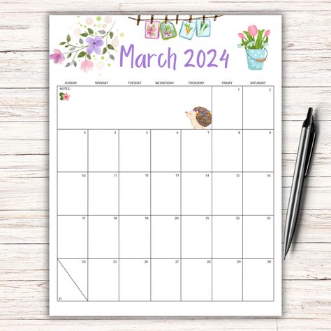 Fillable Calendar, Calendar March, Simple Planner, College Planner, Homeschool Planner, Monthly Planner, 10 Things, Floral, Handmade Gifts