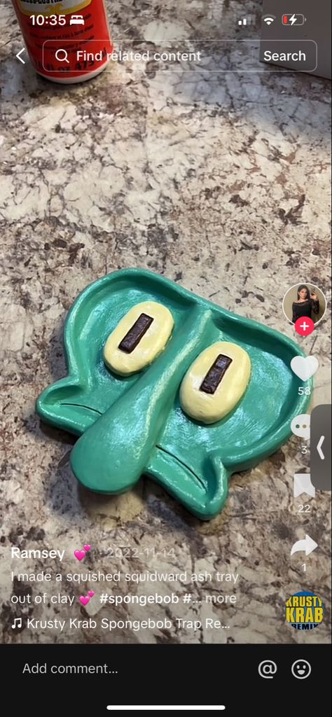 Spongebob Ashtray, Ashtray Ideas, Diy Air Dry Clay, Pottery Handbuilding, Clay Art Projects, Mini Canvas Art, Mini Canvas, Clay Ideas, Ashtrays