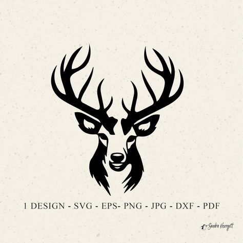 Bourbon Tattoo, Deer Stencil, Deer Sticker, Woodland Clipart, Male Deer, Diy Stencil, Deer Silhouette, Forest Animal, Stencil Diy