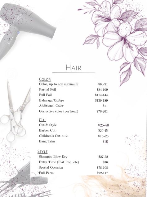 Parlour Template, Photoshop Keyboard, Skincare Studio, Home Hair Salons, Beauty Salon Posters, Barbers Cut, Esthetician Marketing, Temple Design For Home, Price List Template