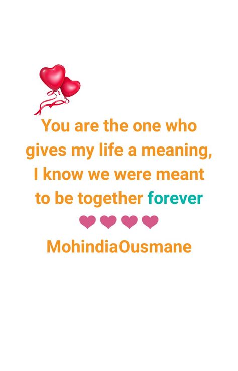 You are the one who gives my life a meaning, I know we were meant to be together forever Loving Quotes, Good Night Love Messages, Meant To Be Together, Night Love, Cute Love Cartoons, Cosmetics Bag, Cute Love Quotes, Romantic Love Quotes, Together Forever