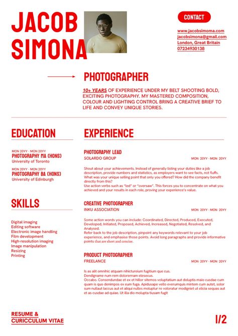 Recruiters and hirers go through hundreds of resumes, so you must make yours stand out. You are talented, skilful and valuable to the companies you are applying for, and we want to ensure that translates through our templates. Best Cv Template For Freshers, Creative Resume Design, Photo Cv, Two Page Resume Template, Actor Resume Template No Experience, Modern Resume Template Free Download, Blank Resume Pdf, University Of Toronto, Modern Resume