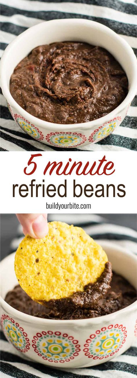 Refried Beans With Black Beans, Diy Refried Beans Homemade, How To Make Refried Beans From Can, Homemade Refried Beans Easy From Can, Black Refried Beans Recipe, Refried Beans Black Bean, Black Beans Refried, Black Bean Refried Beans Recipes, Refried Black Beans From Can