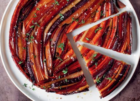 Deb Perelman's Carrot Tarte Tatin Recipe - PureWow Spring Dinner Party Recipes, Tarte Tatin Recipe, Winter Dinner Party, Mothers Day Dinner, Classic French Dishes, Spring Dinner, Dinner Party Menu, Cooked Carrots, French Dishes