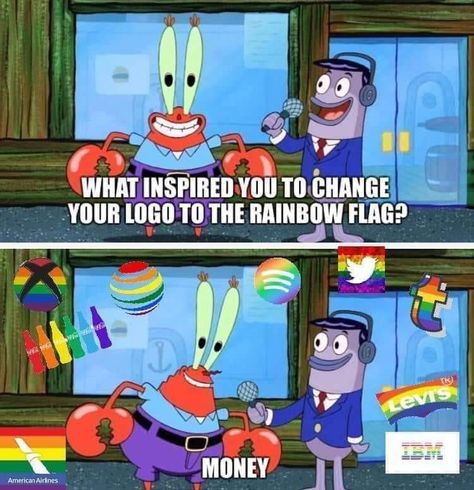 Disney Money, Lgbt Humor, Lgbt Memes, Gay Memes, Patrick Star, Spongebob Memes, Rainbow Flag, What Inspires You, Disney Plus