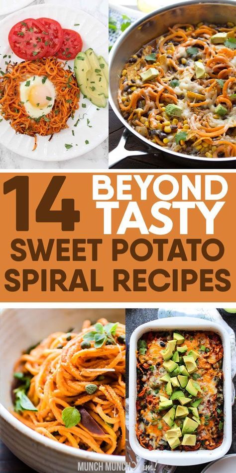 Spiral Sweet Potato Recipes, Sweet Potato Noodle Recipes Healthy, Spiralized Sweet Potato Recipes, Sweet Potato Spiralizer Recipes, Sweet Potato Spaghetti, Enchilada Spaghetti, Spiral Recipes, Sweet Potato Noodles Recipe, Eggs Casserole