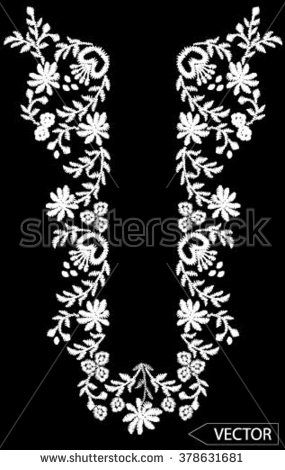 neck line flower embroidery designs - stock vector Embroidery Lines Pattern, Neck Line Design, Neckline Embroidery Designs, Neck Embroidery Designs, Ideas Embroidery, Embroidery On Kurtis, Kurti Embroidery Design, Neck Embroidery, Hand Embroidery Videos