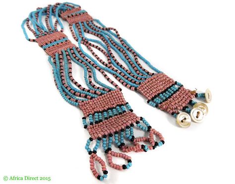 Xhosa Beaded Necklace Pink and Blue South Africa by africadirect African Jewelry, African Art, Embroidered Friendship Bracelet, Bead Work, Jewelry Shop, South Africa, Beaded Necklace, With Confidence, Confidence