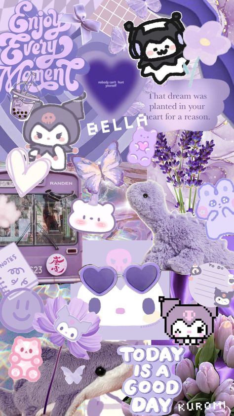 Kuromi Purple, Purple Kuromi, Hello Kitty Halloween Wallpaper, Kuromi Wallpaper, Wallpaper Purple, Hello Kitty Halloween, Sanrio Wallpaper, Purple Wallpaper, Purple Aesthetic