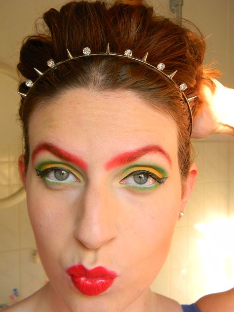 Bowser Eye Makeup, Bowser Makeup Halloween, Bowser Makeup, Start Makeup, Doe Eye Makeup, Red Eyebrows, Doe Eyes, Mario Party, Eye Primer