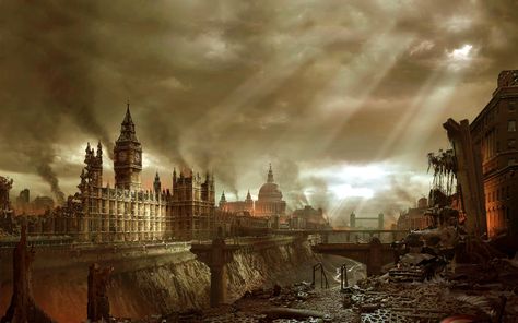 Sci Fi - Post Apocalyptic  - Apocalyptic - Hellgate London Wallpaper Post Apocalyptic City, London Wallpaper, Post Apocalyptic Art, Between Two Worlds, Post Apocalypse, Third World, Post Apocalyptic, Photo Effects, End Of The World