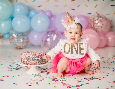 Sprinkle themed cake smash session Lehigh Valley, Pennsylvania Sweet One Smash Cake Photoshoot, Sprinkle Birthday, Bday Pics, The Poconos, Smash Cake Girl, First Birthday Cake Smash, Paris Birthday, 1st Birthday Photos, Smash Cake Photoshoot