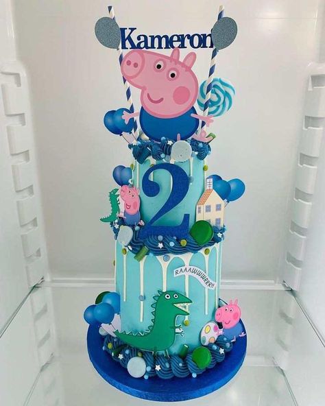 George Pig Birthday Cake, George Birthday Cake, George Pig Cake, Bday Party Boy, George Pig Birthday Party, Pig Birthday Theme, George Pig Party, Bolo Da Peppa Pig, George Pig Birthday