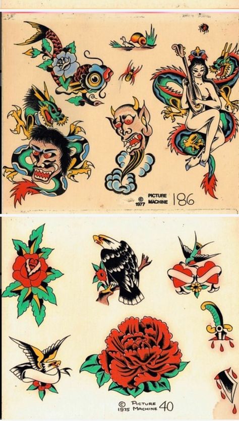 Picture Machine Tattoo, Traditional Tattoo Flash Sheet Vintage, Mike Malone Flash, Dan Higgs Flash, Picture Machine Flash, Picture Machine Tattoo Flash, Pm Tattoo, Country Music Tattoos, American Traditional Tattoo Flash