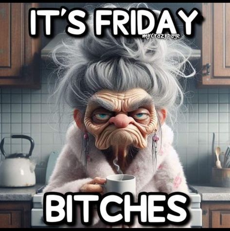 Happy Friday Funny Humor, Sleep Jokes, Happy Friday Funny, Verknipte Humor, Old Lady Cartoon, Lady Cartoon, Wellbeing Quotes, Cartoon Grandma, Friday Funny