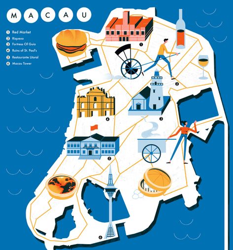 Macau Tourist Board on Behance Tourist Agency, Europe Culture, Infographic Map, Tourist Map, Wacom Cintiq, Illustration Agency, Illustrated Map, Online Portfolio, Tourist Destinations