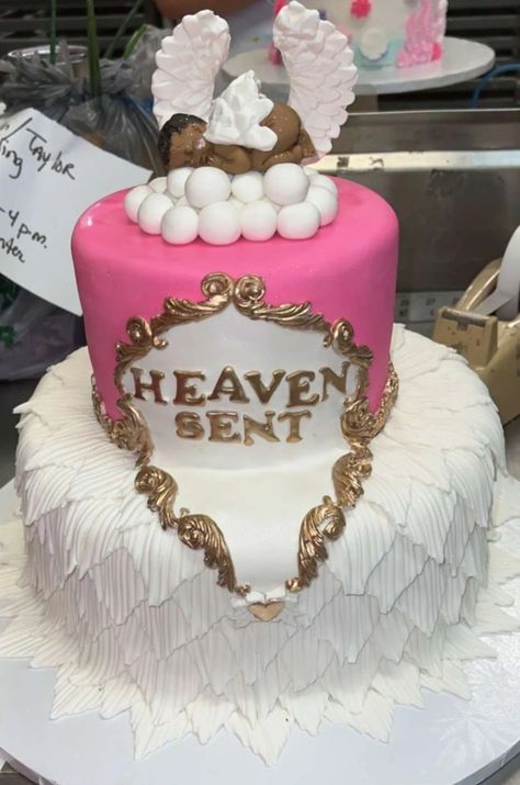 Heaven Sent Baby Shower Cake, Baby Shower Cake Designs, Baby Shower Cake, Heaven Sent, Shower Cake, Shower Cakes, Baby Shower Cakes, Cake Designs, Shower Ideas