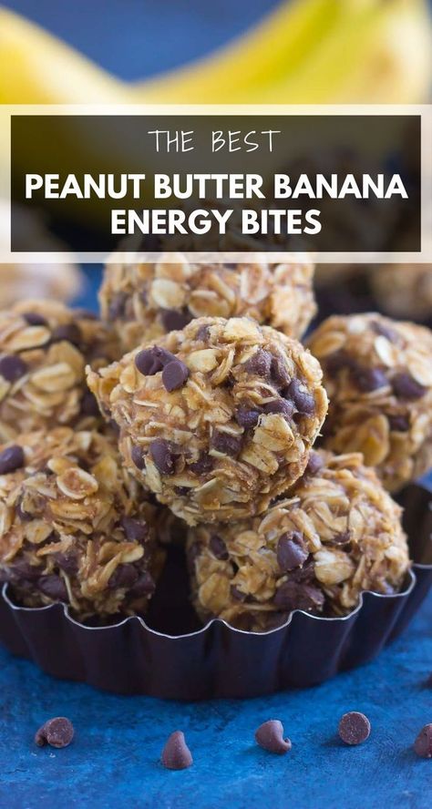 Banana Energy Bites, Banana Energy, Peanut Butter Energy Bites, Energy Bites Recipes, No Bake Energy Bites, Cookies Healthy, Cookies Gluten Free, Energy Ball Recipe, Banana Bites