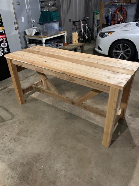 2x4 Bar Table, Wooden Outdoor Bar Table, Outdoor Bar Height Table Diy, Outdoor Wooden Bar Table, Bar Height Patio Table, Diy Outdoor Serving Table, High Top Outdoor Table, Diy Pub Table Ideas, Diy High Top Table