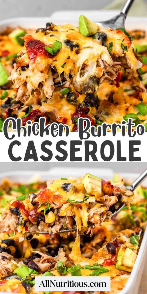 Chicken Burrito Casserole Best Casserole Recipes Healthy, Dishes For Diabetics Easy Recipes, Large Healthy Meals, Burrito Bowl Casserole, Cheap Meals Chicken, Shredded Chicken Macro Recipes, Meals With Whole Foods, Quick Healthy Dinners For Family, Protein Heavy Meals Dinners