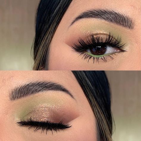 Green Color Makeup, Makeup For Green Outfit, Outfits Con Verde, Light Green Eye Makeup, Sage Green Makeup, Make Up Verde, Makeup Looks Green, Outfits Verdes, Green Makeup Looks