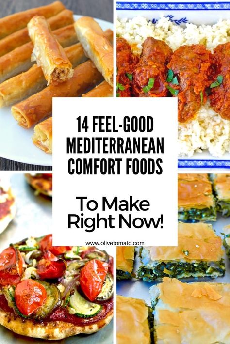 14 Mediterranean Diet Comfort Food Recipes To Make Right Now - Olive Tomato Workout Mirror, Greek Salad Ingredients, Olive Tomato, Comfort Food Healthy, Greek Diet, 10 Yoga Poses, Greek Chickpeas, Mediterranean Diet Recipes Dinners, Cauliflower Dishes