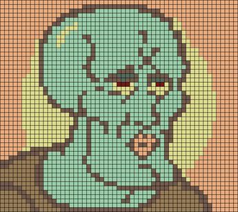 Handsome Squidward, Spongebob Meme, Graph Crochet, Pixel Art Templates, Knitting Machine Patterns, Pixel Crochet, Pixel Art Grid, 카드 디자인, Tapestry Crochet Patterns