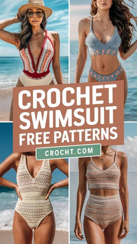 Crochet Swimsuit Pattern Free, Crochet Bathing Suit Pattern, Crochet Bathing Suit Top, Swimsuit Patterns, Crochet Swimsuits Pattern, Crochet Swimwear Pattern, Crochet Tankini, Crochet Monokini, Bodysuit Pattern