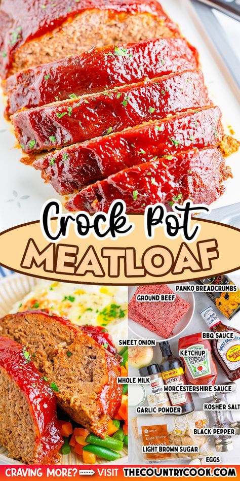 Hearty, easy and delicious, The Best Crock Pot Meatloaf is a true comfort meal that you cook low and slow with the perfect sweet and tangy glaze. A truly delicious family meal. Crock Pot Meatloaf, Meatloaf With Gravy, Ground Beef Meatloaf, Beef Meatloaf Recipes, Crockpot Meatloaf Recipes, Crockpot Meatloaf, Slow Cooker Meatloaf, Beef Meatloaf, Brown Hairstyles