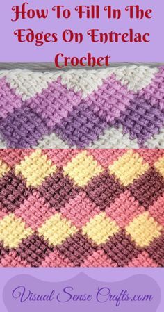 How to add an edging to your Entrelac crochet projects... Video tutorial Entrelac Crochet Blanket Edging, Tunisian Entrelac Crochet Patterns Free, Tunsinian Crochet, Entrelac Crochet Blanket, Tunisian Entrelac Crochet, Enterlac Crochet, Entrelac Blanket, Tunisian Patterns, Tunisian Baby Blanket