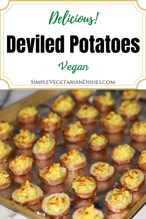 vegan deviled potatoes recipe Rainy Day Aesthetic Dark, Deviled Potatoes, Aesthetic Rainy Day, Egg Roast, Potato Appetizers, Dark Naturalism, Vegan Party Food, No Cook Appetizers, Vegan Party