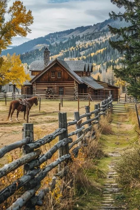 Large Cabin Exterior, Rustic Forest House, Homestead Asethic, Western Ranch Aesthetic, Colorado Ranch House, Mountain House Aesthetic, Country Lifestyle Farm Life, Arizona Farm, Western Ranch House