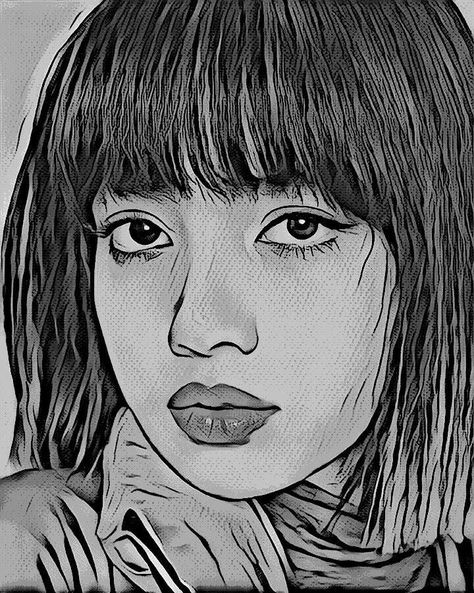 Lisa Easy Drawing, Lisa Drawing, Drawing Faces For Beginners, Kpop Sketch, Hippie Drawing, Beginner Sketches, Pink Drawing, Abstract Pencil Drawings, Color Drawing Art