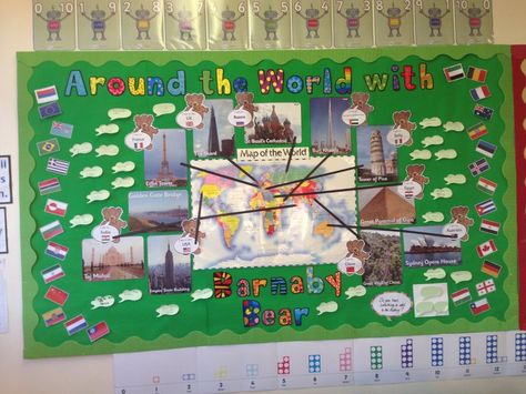 Geography, Around the World With Barnaby Bear, Barnaby Bear, World, Display, Classroom display, Early Years (EYFS), KS1 & KS2 Primary Teaching Resources Country Captions, Eyfs Displays, Geography Classroom, Reception Classroom, Preschool Room, Eyfs Classroom, Geography Activities, Teaching Resources Primary, Teaching Geography