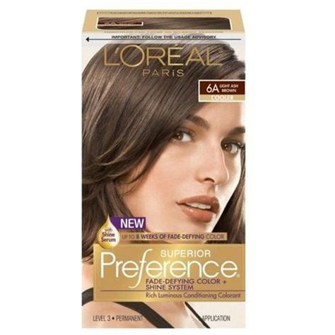 Loreal Superior Preference - 6a Light Ash Brown, (Pack of 3) ** Continue to the product at the image link. (This is an affiliate link and I receive a commission for the sales) #HairColoringProducts Box Hair Dye, Fox Hair Dye, Brilliant Brunette, Clairol Natural, Loreal Paris Makeup, Light Ash Brown, Best Hair Dye, Professional Hair Color, Amazon Beauty