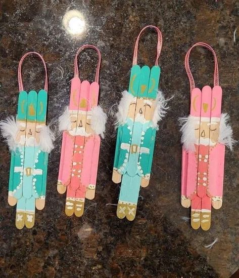 Christmas Crafts For Kids 8-12, Popsicle Stick Nutcracker, Popsicle Stick Nutcracker Ornaments, Nutcracker Popsicle Stick Craft, Christmas Crafts For Classroom, Popsicle Stick Gingerbread House, Popsicle Stick Ornaments, Popsicle Stick Christmas Crafts, Scrap Paper Crafts