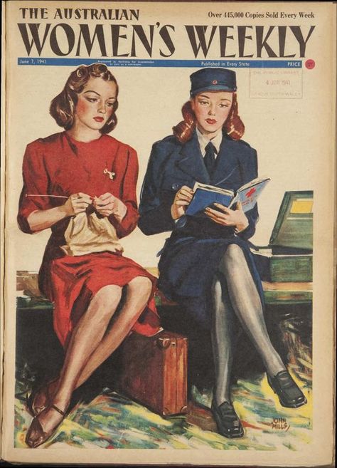 The June 7, 1941 issue of The Australian Women's Weekly #WWII girlinthejitterbugdress.com for more WWII #1940s #vintagefastion #WWIIFashion #vintagereading 1940s Posters, 1940 Fashion, 1940s Party, 50s Aesthetic, 40's Fashion, Vintage Lesbian, Knitted Stuff, Australian Vintage, Retro Pictures