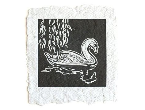 Swan Linocut, Wall Swan, Graphic Drawings, Swan Art, Swans Art, Swan Print, Therapy Office, School Tips, Wood Cut