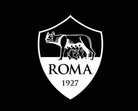 AS Roma Club Logo Symbol White Serie A Football Calcio Italy Abstract Design Vector Illustration With Black Background As Roma Logo, Roma Logo, Logo Symbol, Club Logo, As Roma, Wolf Dog, A Football, Wolf Pack, Underworld