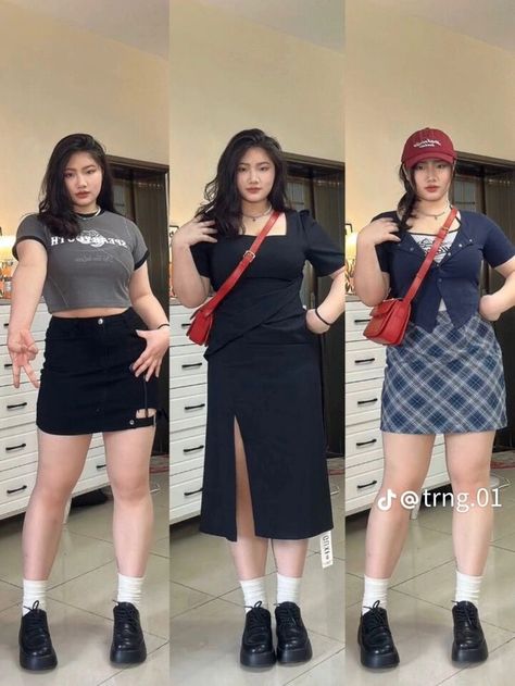 Outfit Ideas Chubby, Chubby Fashion Outfits Korean, Chubby Outfit Ideas, Chubby Girl Outfits, Curvy Casual Outfits, Simple Style Outfits, Fashion Kawaii, Girl Fashion Style, Chubby Fashion