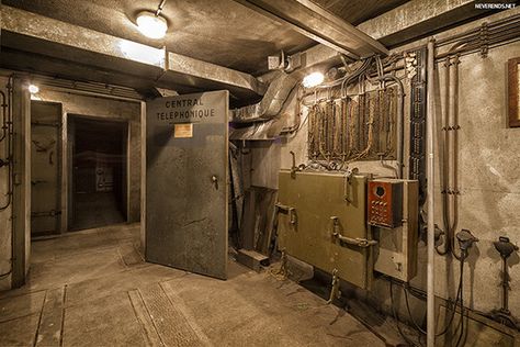 The subterranean shelter is believed to have been used during World War II. Secret Bunker, Military Bunkers, Europe Street, Underground Bunker, Folding Bed, Military Base, Urban Exploration, Abandoned Buildings, Abandoned Places