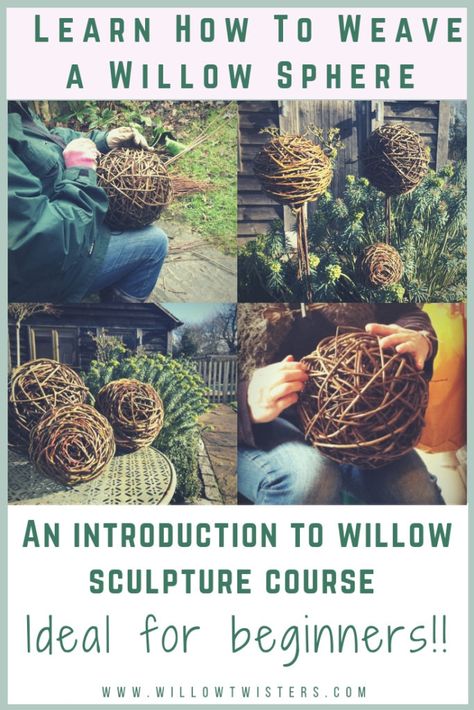 Willow Sculpture Diy, Willow Projects, Willow Sculptures, Circle Weaving, Willow Sculpture, Willow Art, Willow Furniture, Twig Crafts, Willow Garden