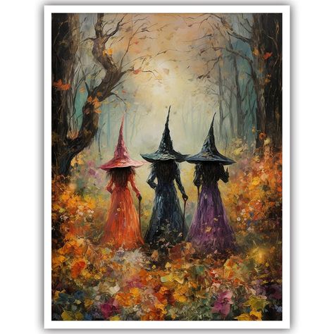 PRICES MAY VARY. Vintage Decor Artwork: Beautiful witch art decoration is an artwork full of mystery and natural atmosphere. Depicted of Beautiful witches dressed in a robe, swaying gently, gathering on a field of wildflowers blooming. It not only showcases the beauty and mystery of witches, but also conveys love and awe for nature through the depiction of wild flowers and fields. Witch art posters, as Halloween decorations, can not only add a strong festive atmosphere but also become the focus Witch Poster, Book Painting, Witch Print, Witch Flying, Poster Halloween, Cottage Witch, Flower Canvas Wall Art, Vintage Witch, Moon Painting