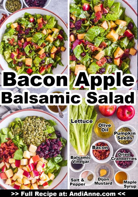 Romaine Apple Salad Recipes, Fancy Winter Salad, Lettuce Based Salads, Apple Lettuce Salad, Balsamic Salad Recipes, Romaine Lettuce Salad Recipes, Salad With Romaine Lettuce, Romaine Lettuce Recipe, Maple Balsamic Dressing