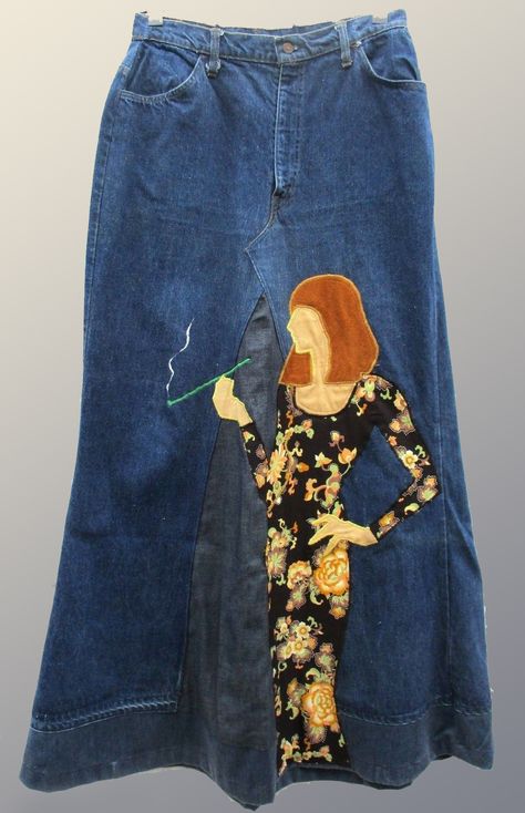 1970s Embroidery, Denim Applique, Applique Clothes, Applique Skirt, Denim Maxi, Denim Maxi Skirt, How To Make Clothes, Really Cute Outfits, Dream Clothes