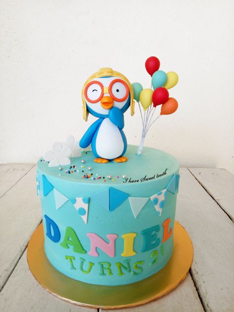 Pororo Birthday Theme, Tart Idea, Pororo Cake, Cars Theme Birthday Party, Butter Icing, Cute Themes, Baby Boy Birthday, Boy Birthday Cake, Chicken Tikka