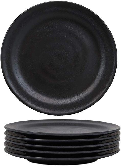 Amazon.com | Ebros Contemporary Round 6" Diameter Matte Black Melamine Plate For Desserts Salads Appetizers Pack Of 6 Set For Kitchen Dining Asian Japanese Chinese Cuisine Restaurant Supply Dishwasher Safe: Salad Plates Salads Appetizers, Amazing Food Platters, Melamine Plates, Dessert Salads, Appetizer Salads, Food Board, Food Platters, Ramen Noodles, Restaurant Supplies