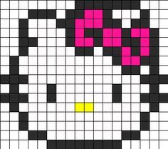 Hello Kitty Pattern, Perler Bead Designs, Perler Beads Ideas, Hello Kitty Face, Kitty Pattern, Hello Kitty Crochet, Easy Perler Bead Patterns, Easy Perler Beads Ideas, Pearl Beads Pattern