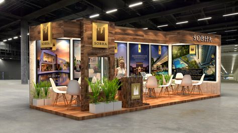 SOBHA Exhibition Design for Indian Property Show at Dubai World Trade Center, UAE. Food Stand Design, Event Booth Design, Exhibition Stall Design, Stall Design, Door Handle Design, Event Booth, Dubai World, Church Stage Design, Exhibition Stall