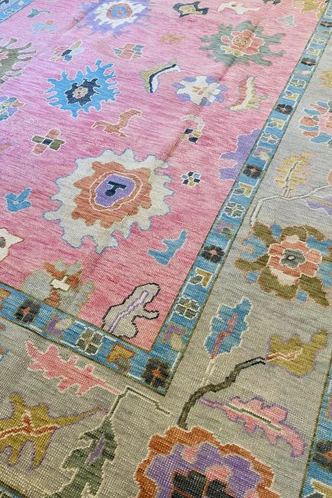 Anne Selke, Pink And Blue Rug, Kit Kemp, Rug Loom, Kids Area Rugs, Penny Rug, Red Umbrella, 6x9 Area Rugs, Hand Dyed Wool